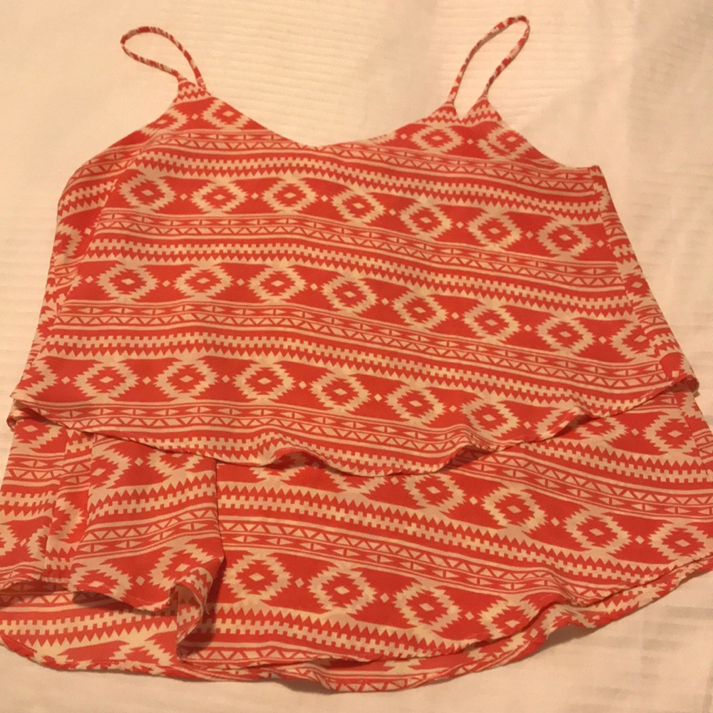 Coral and cream native print multi layer tank!